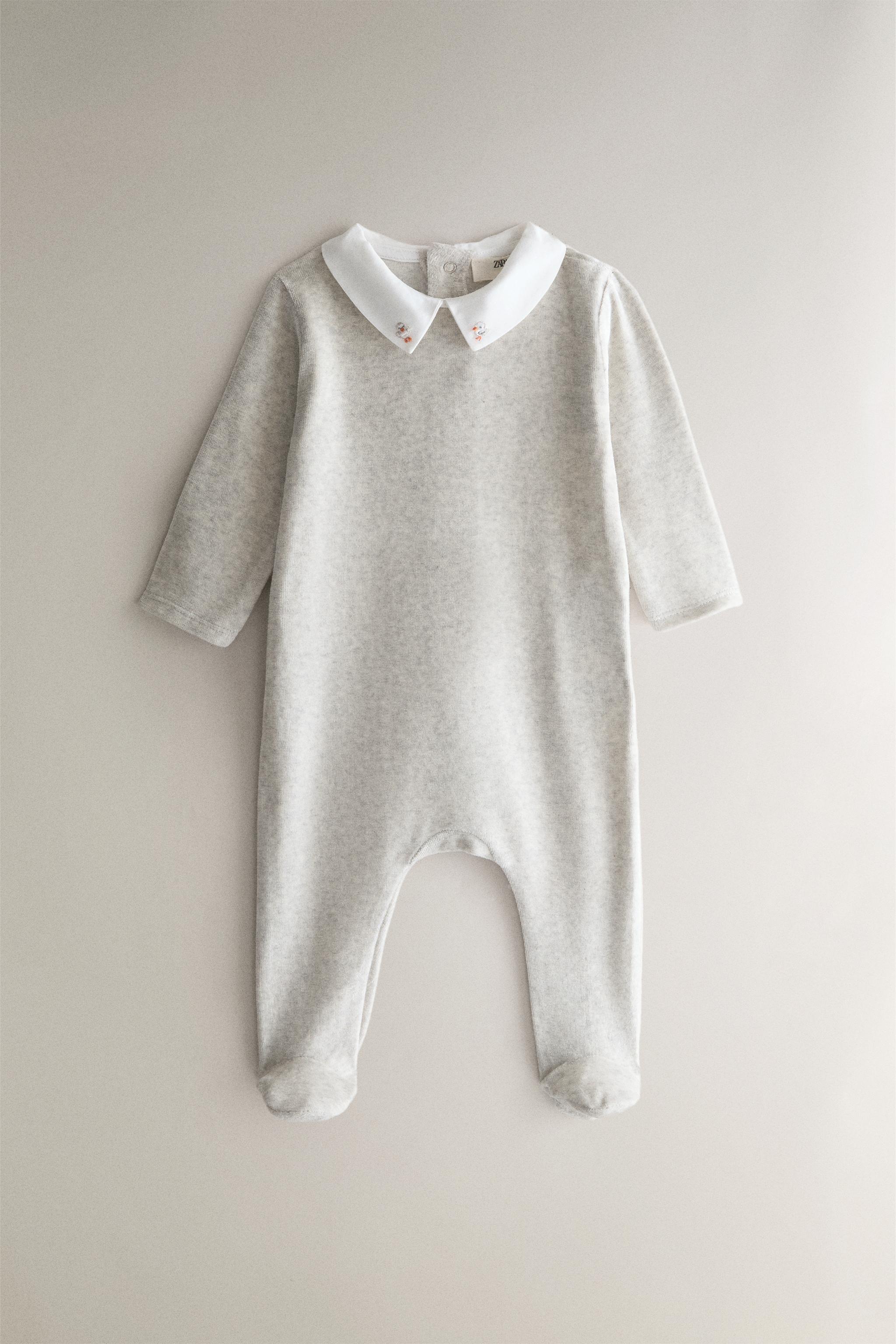 BABY VELOUR FOOTED ROMPER
